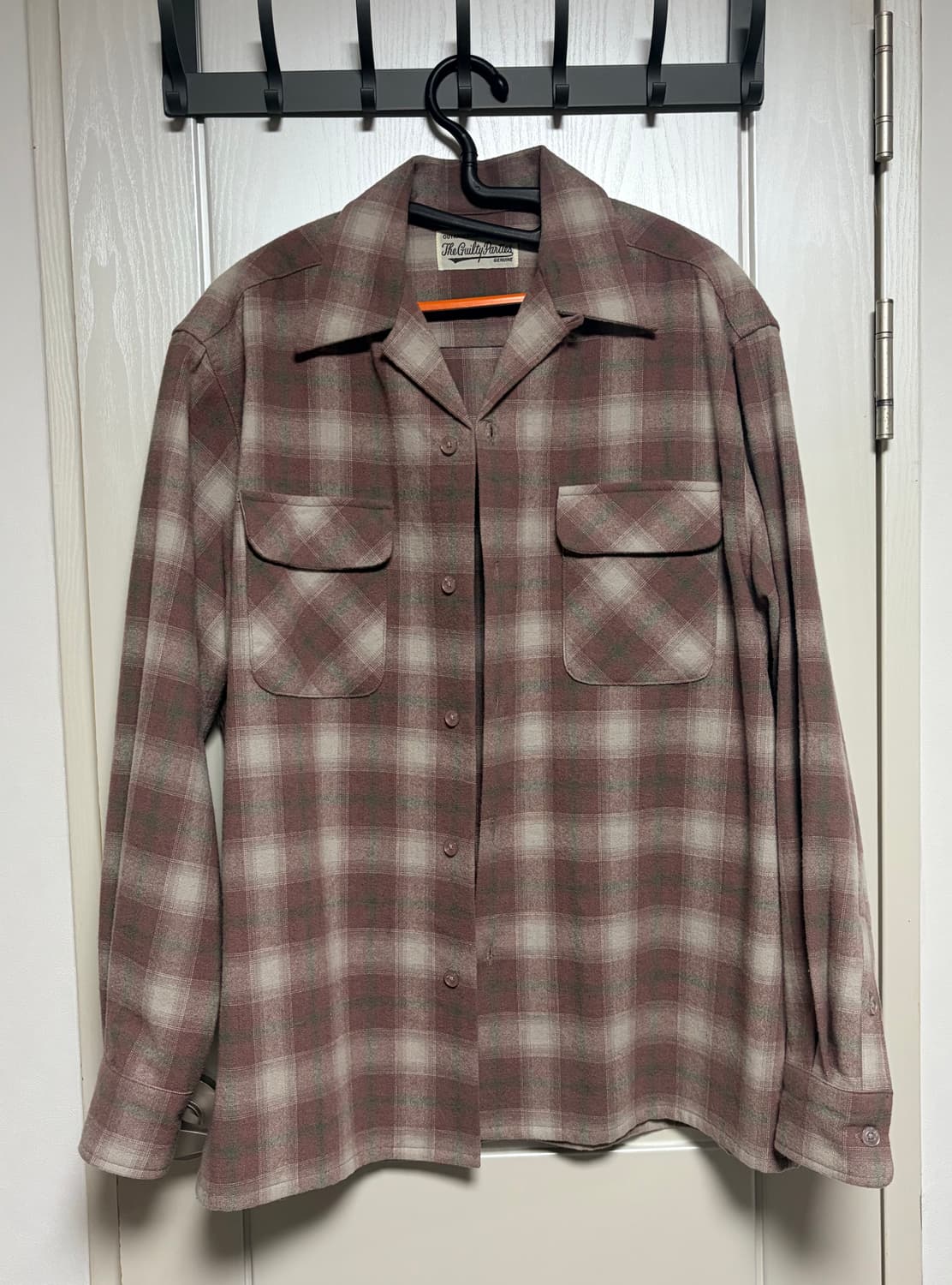 와코마리아 투포켓 울 체크셔츠 M 상품이미지1