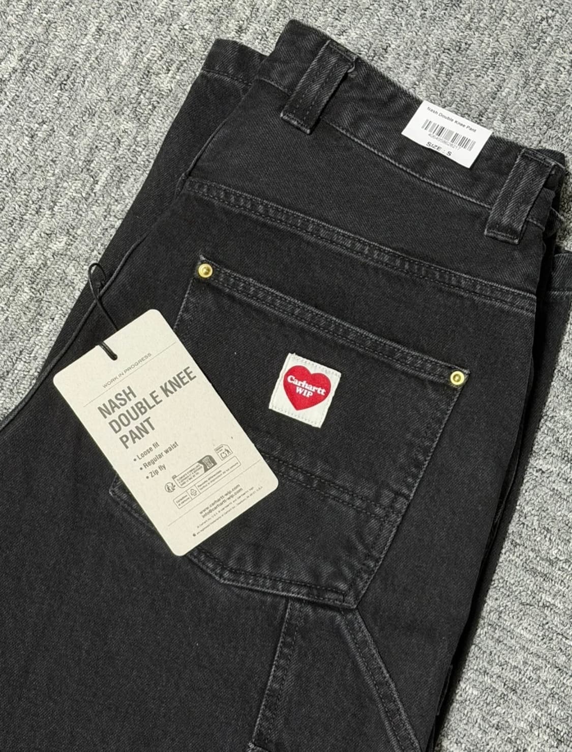 칼하트 WIP 내쉬 루즈 핏 더블 니 팬츠 블랙 S 상품이미지5