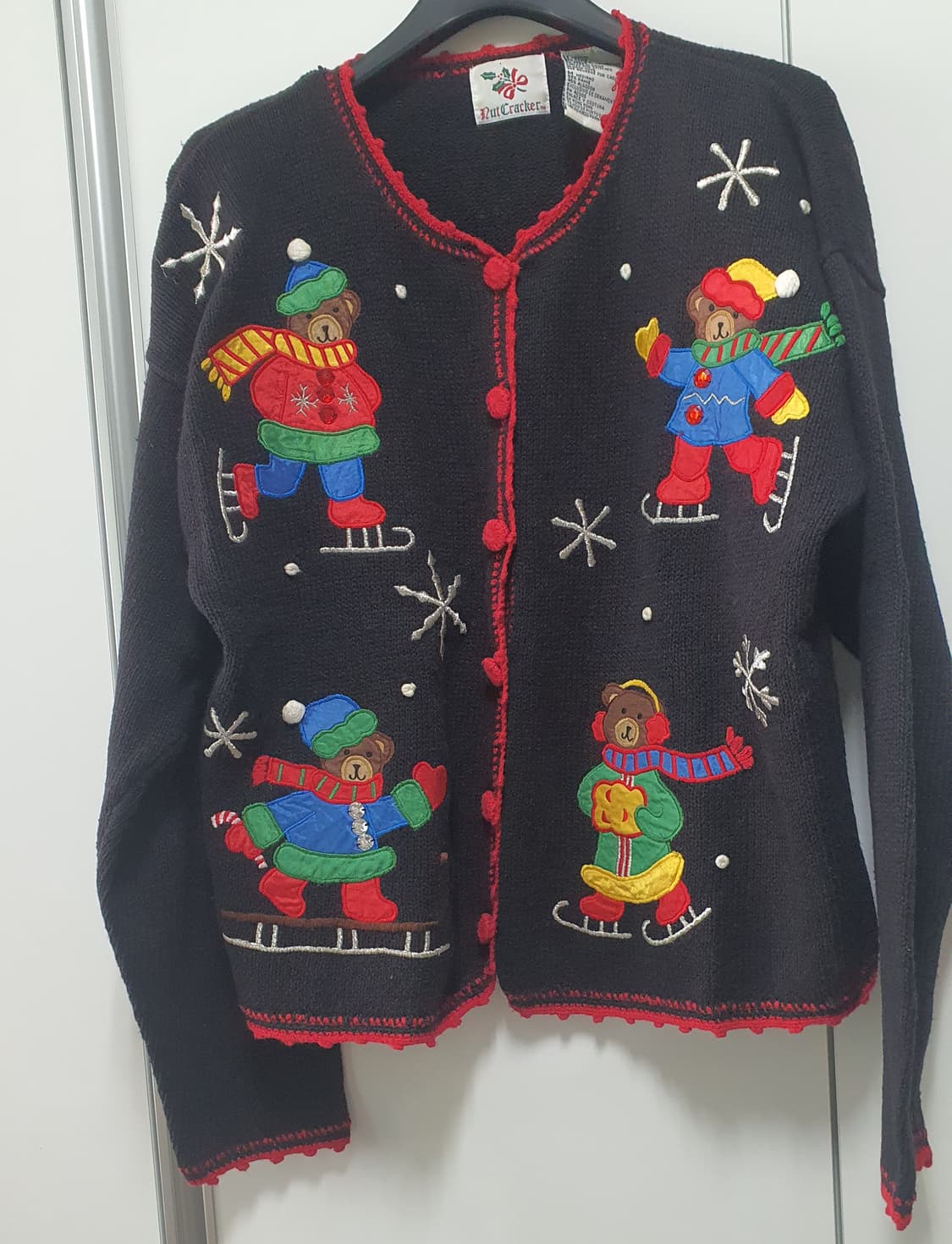 nutcracker 빈티지 크리스마스 어글리 곰돌이 테디베어 니트 가디건 상품이미지3