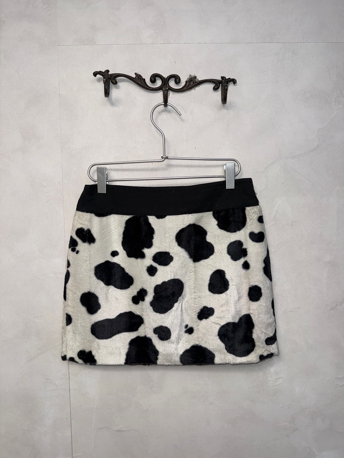 Black & white dalmatian fur mini skirt  상품이미지1