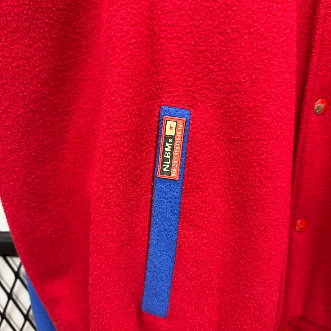 90s NLBM X 빅보이 헤드기어 바시티자켓 후면 패치 디테일 레드 상품이미지6