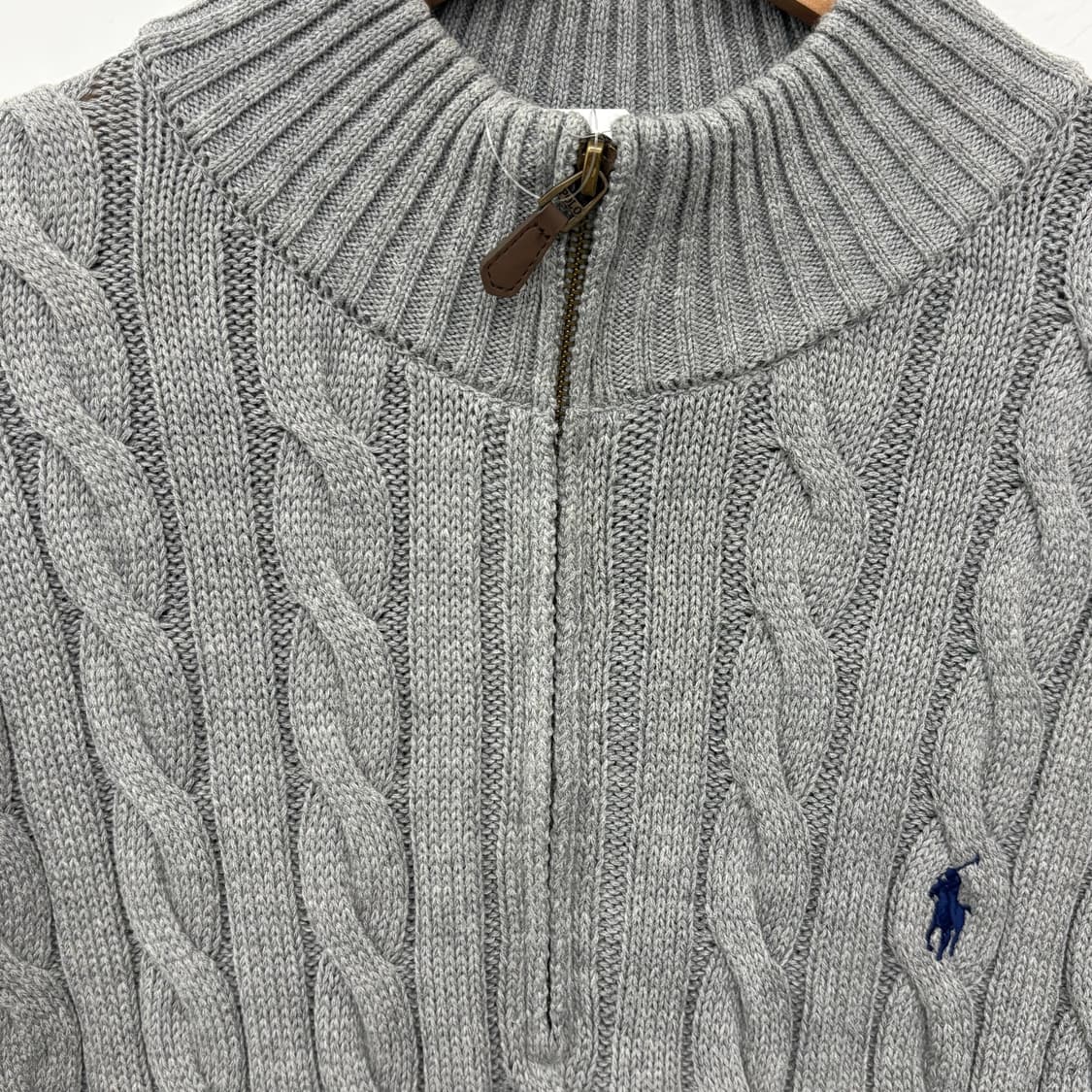 폴로 랄프로렌 케이블 반집업 니트 그레이 남/M 상품이미지3