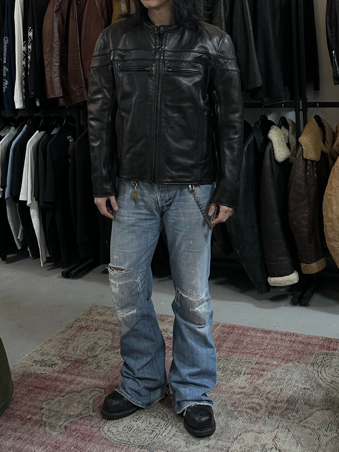 90's 빈티지 레더 모터사이클 자켓 빈티지 라이더 자켓 상품이미지3