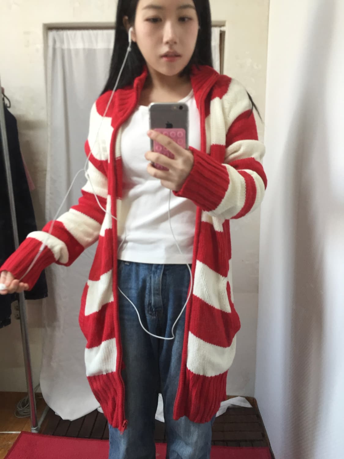 vintage stripe red zipup outer 상품이미지2