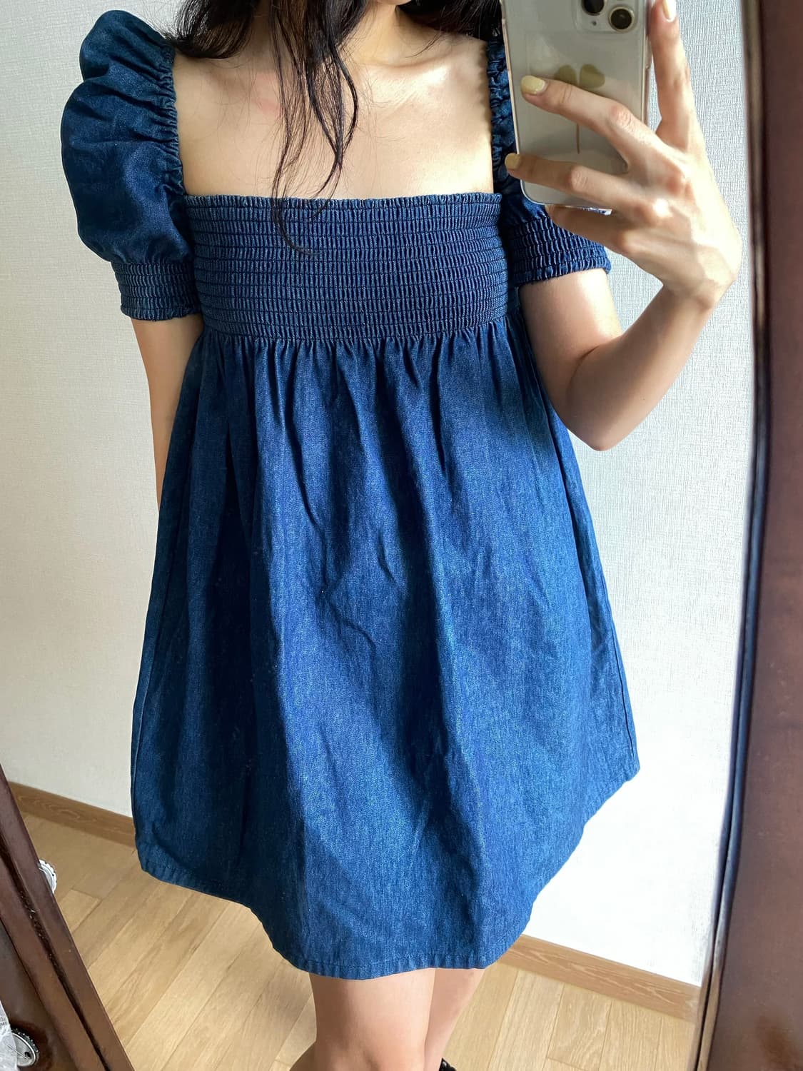 빈티지 데님 퍼프 원피스 상품이미지6
