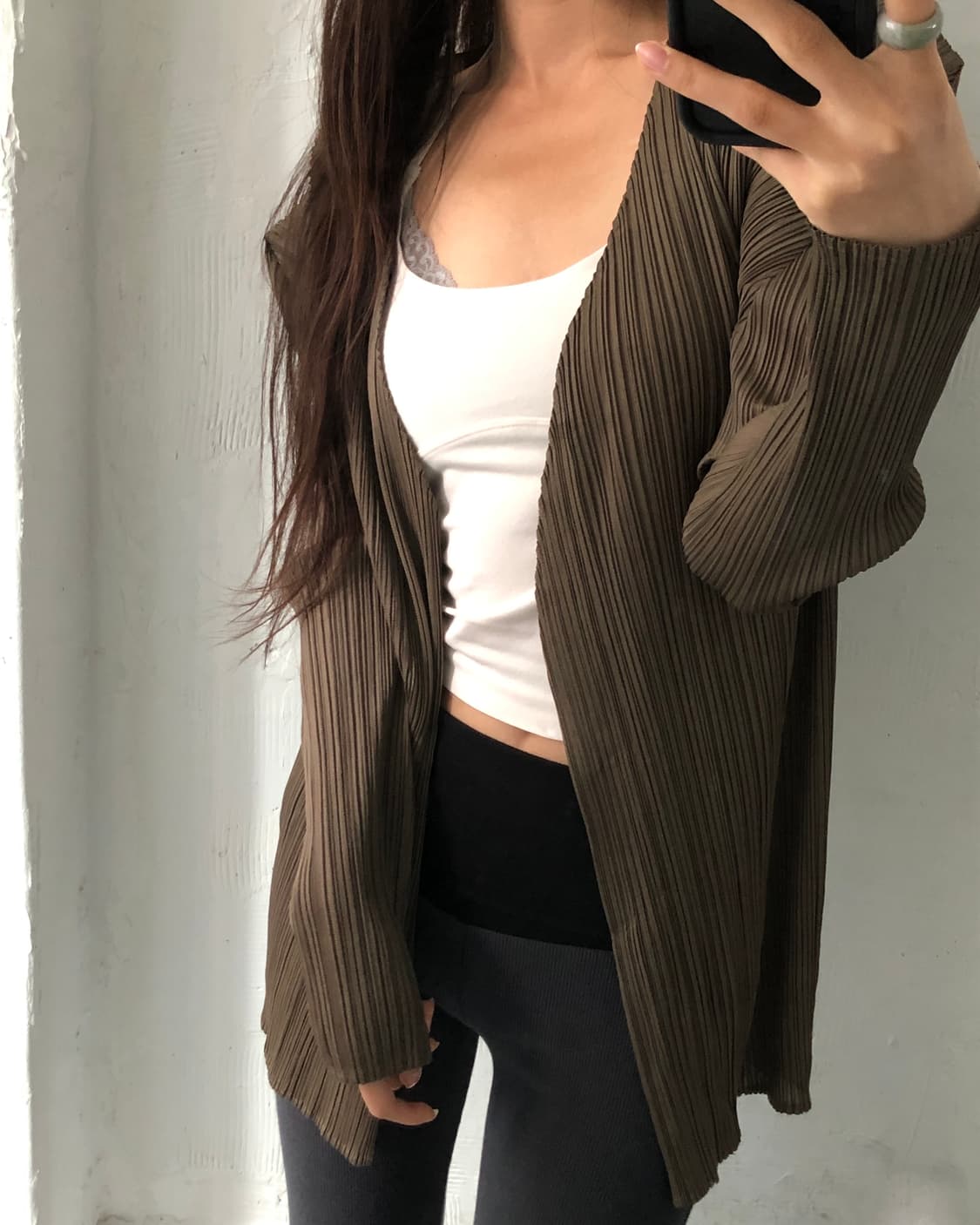 Pleats Please 플리츠플리즈 브라운 컬러 플리츠 오픈 가디건 상품이미지2