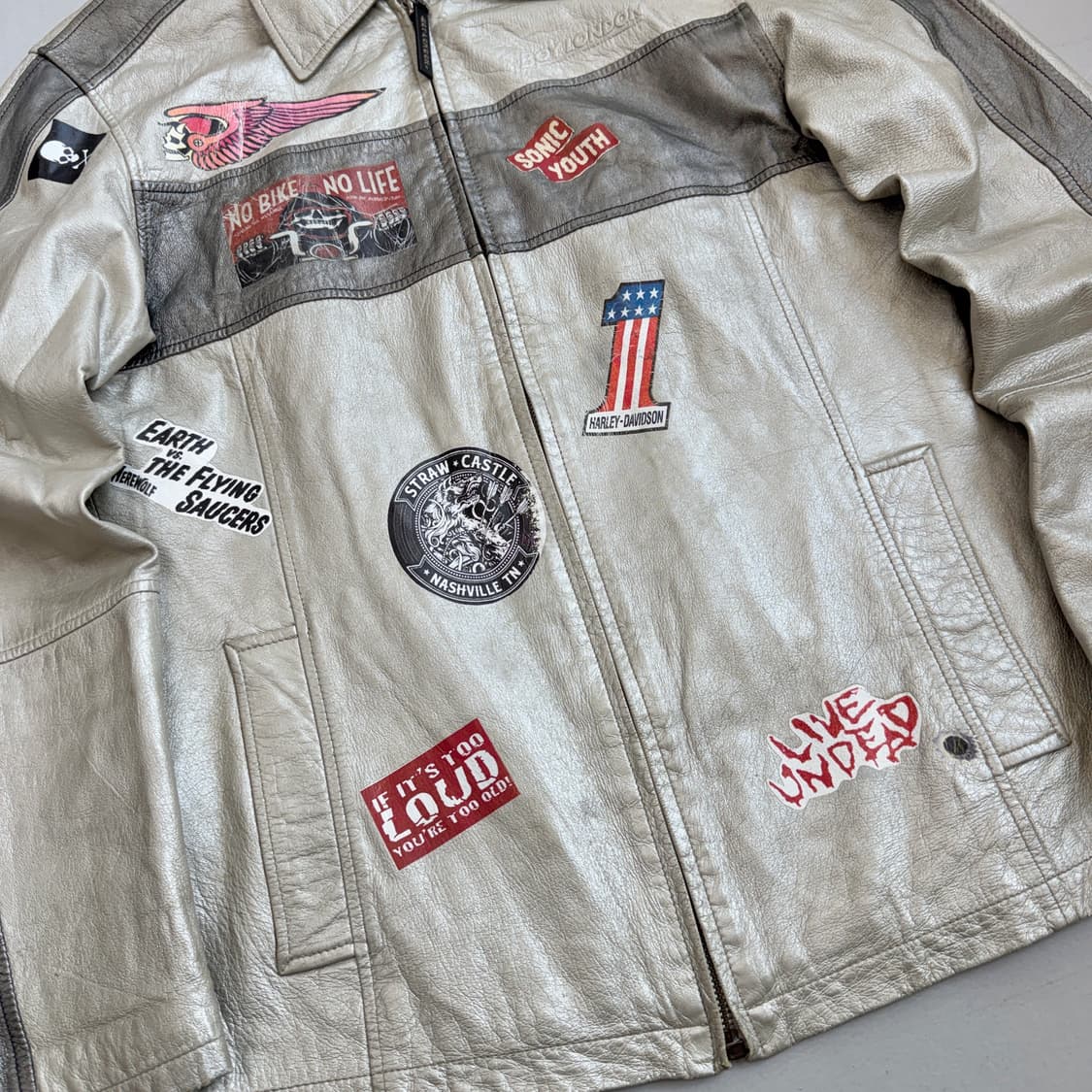 보이런던 90s 양가죽 리얼레더 스컬 해골 프린팅 가죽 자켓 상품이미지5