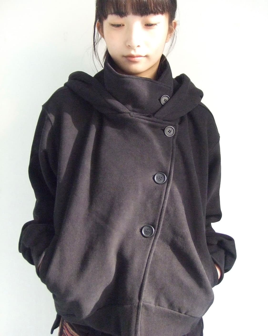 오스하이 High Neck Hood Zip Up Black 상품이미지1