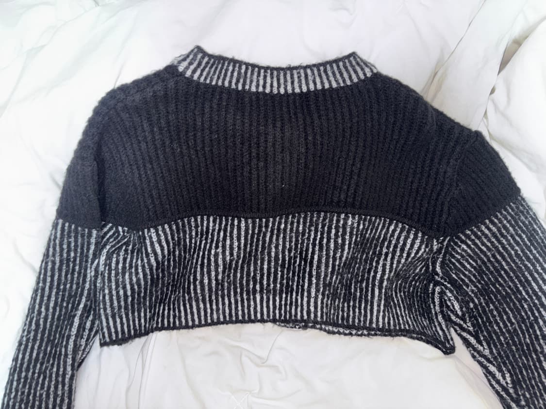 타게토 배색 볼레로 가디건 블랙 상품이미지3