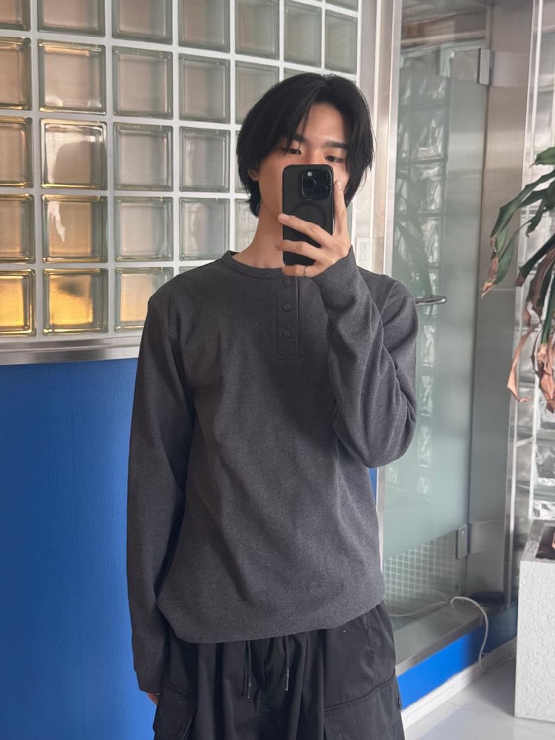 HENRY NECK LS TEE 헨리넥 LS 티셔츠 상품이미지1