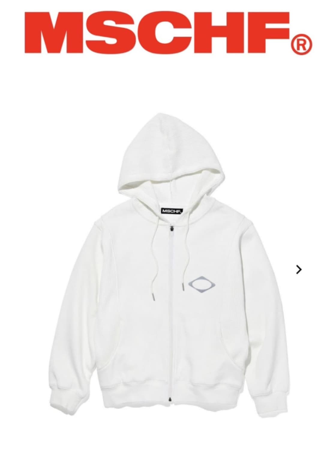 미스치프 패널드 와플 후드집업 화이트 상품이미지1