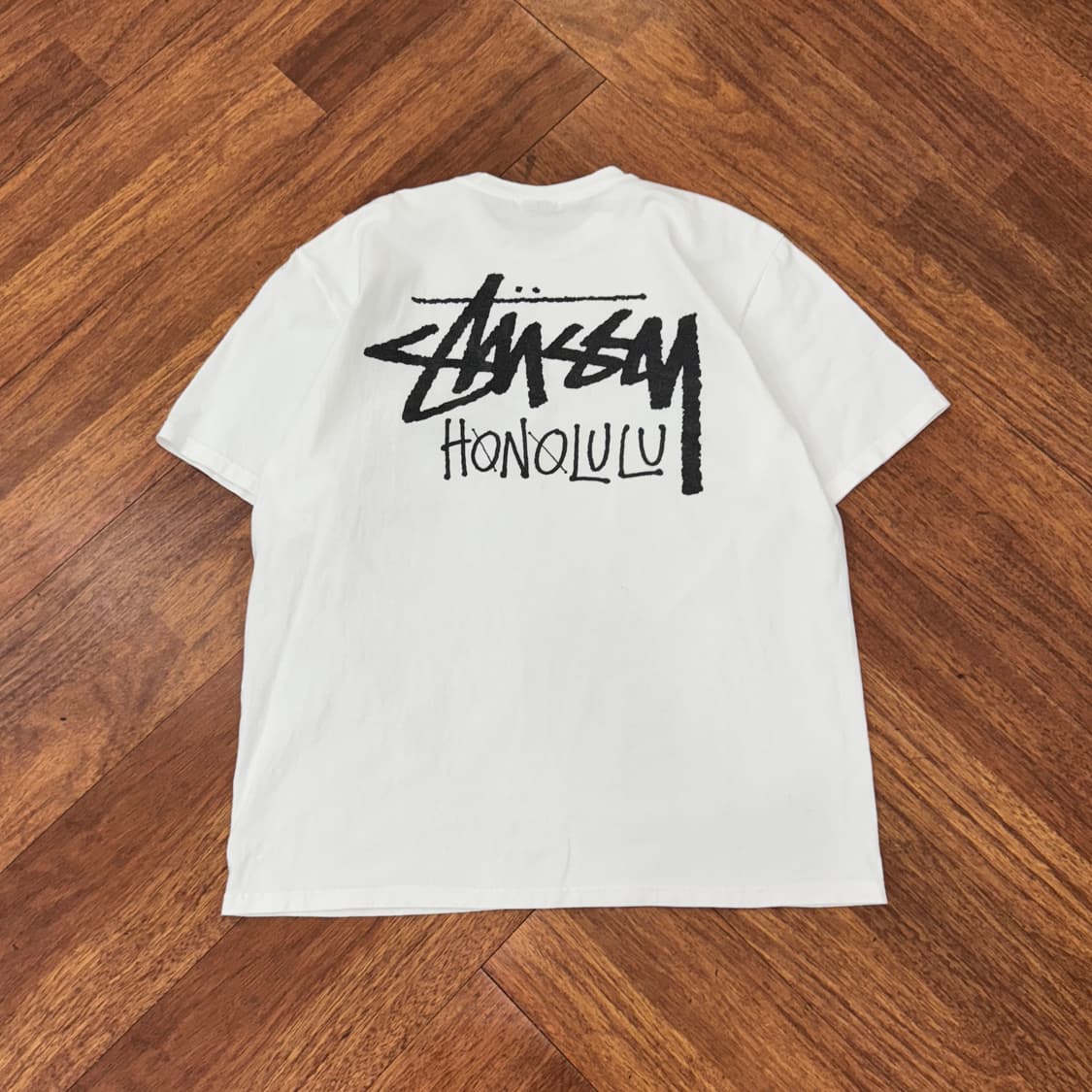 L Stussy 스투시 호놀룰루 빅로고 화이트 반팔 티셔츠  상품이미지1