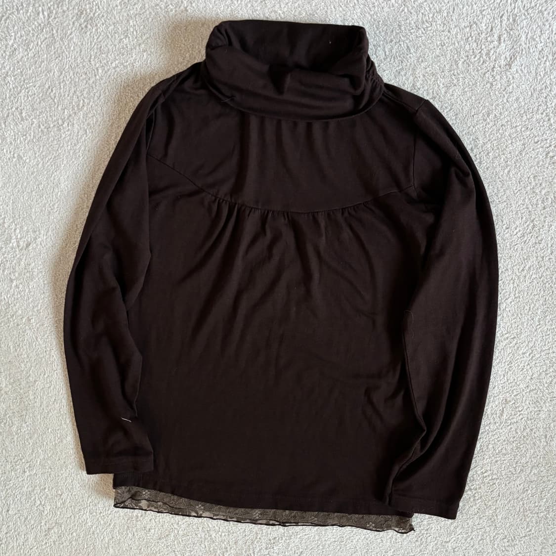 일본빈티지 브라운 하단 레이스 이너 탑 상품이미지1