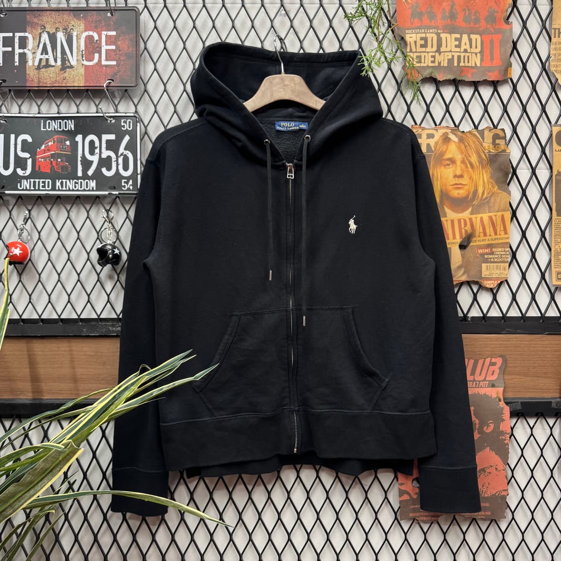 폴로 랄프로렌 후드 집업 자켓 화이트 포니 포인트 블랙 상품이미지1