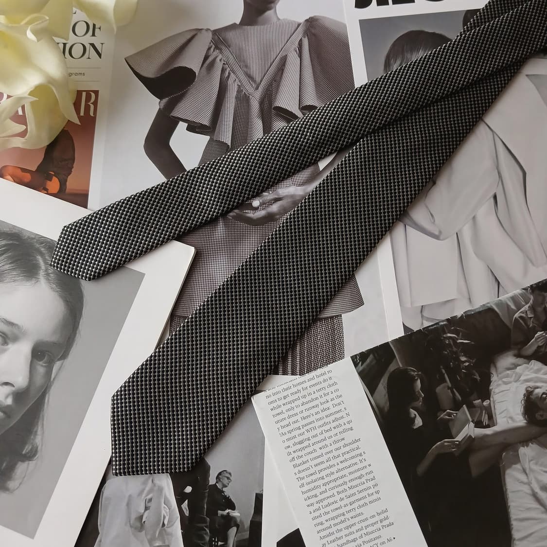 지오송지오 실크 블랙 텍스처 넥타이 6.3cm A+등급 A19268
 상품이미지3