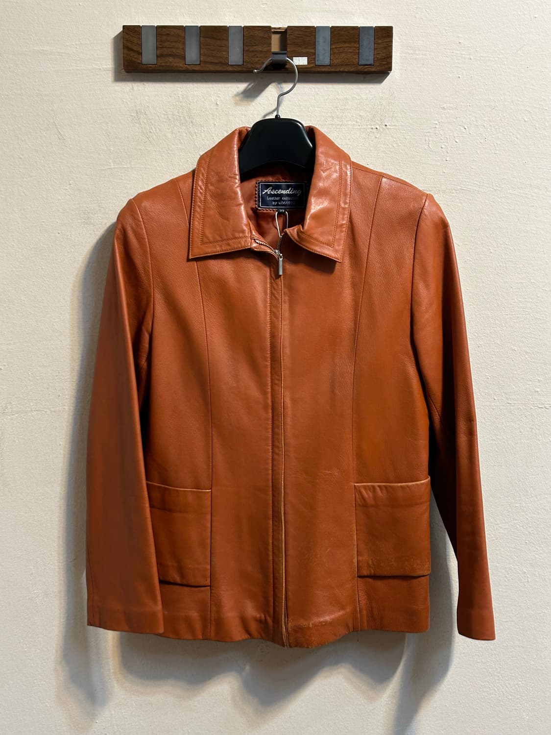 테라코타 브라운 빈티지 레더 집업 자켓 상품이미지1
