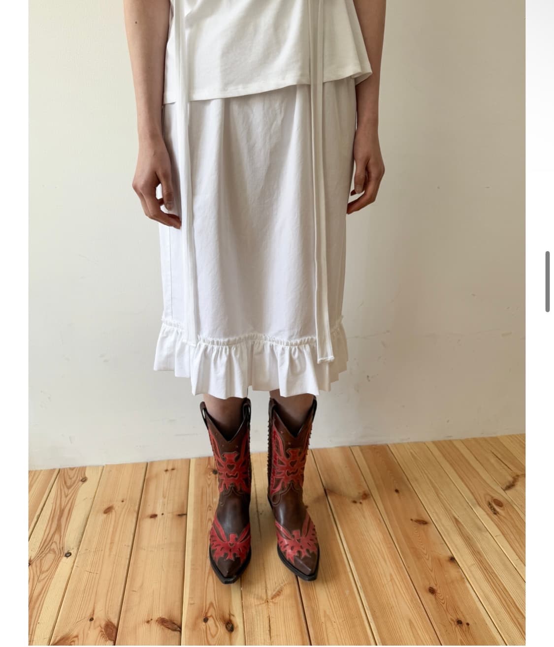 낫띵에브리띵 FRILL DETAIL COTTON MIDI SKIRT 상품이미지1