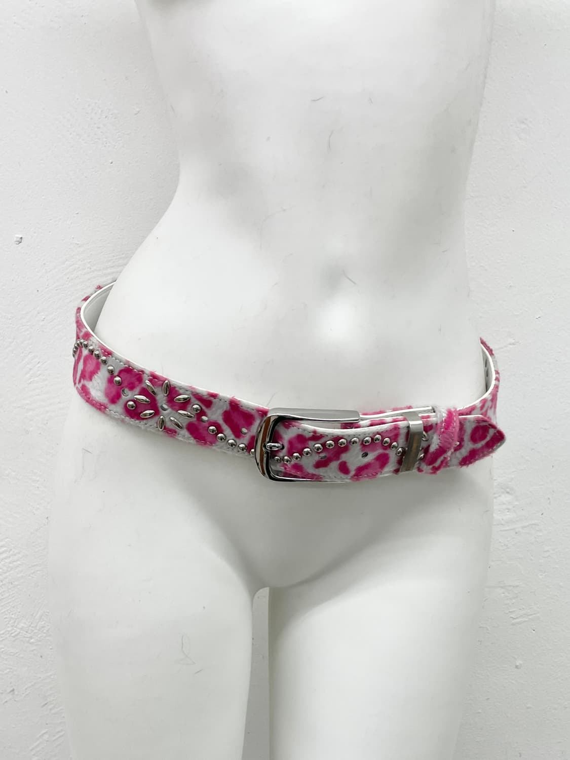 핑크 갸루 호피 큐빅 스터드 벨트💕 상품이미지1