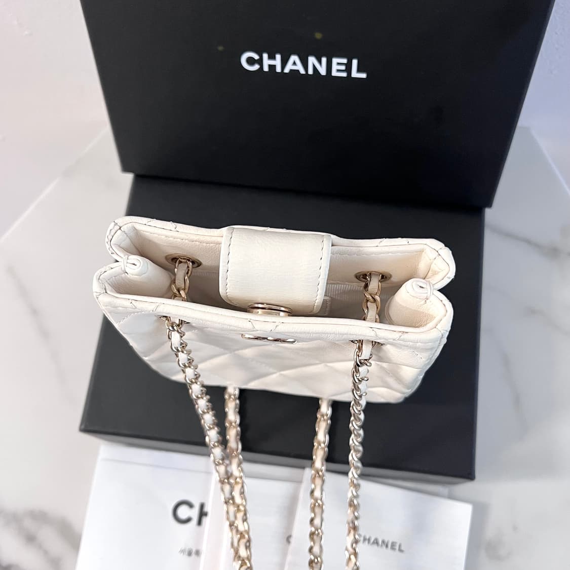 [S급/정품] 샤넬 더블 체인 타이니 샤핑 크로스백 가방 상품이미지4