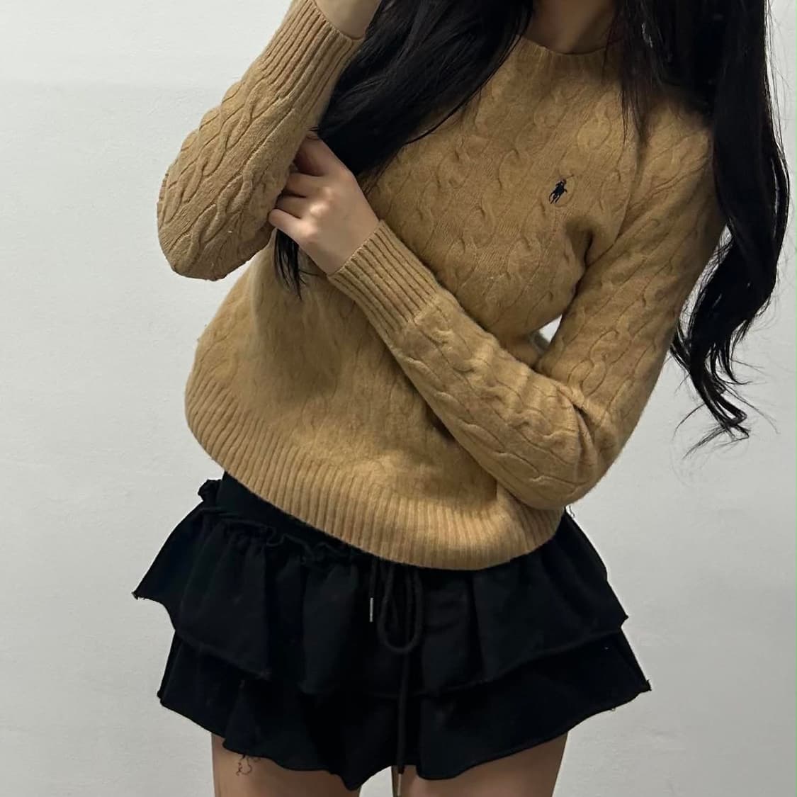 폴로 랄프로렌 현행QR 케이블 핀터깔 베이지 니트(M) 상품이미지1