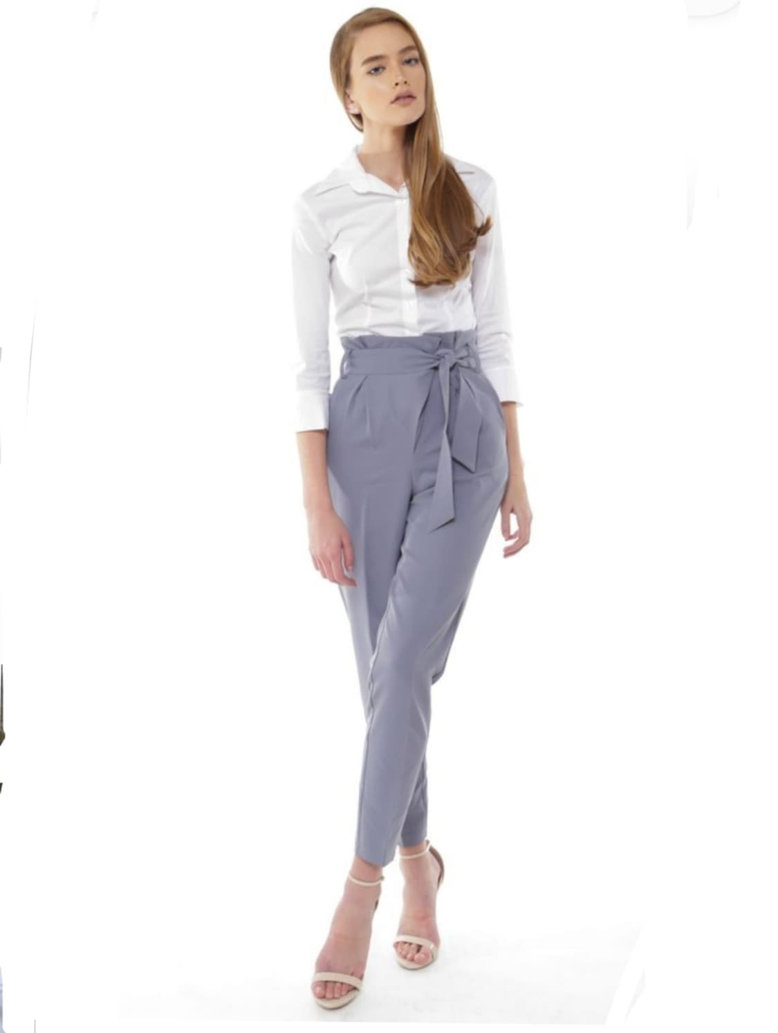 M) ZARA 자라 하이웨스트 벨티드 팬츠 바지 상품이미지1