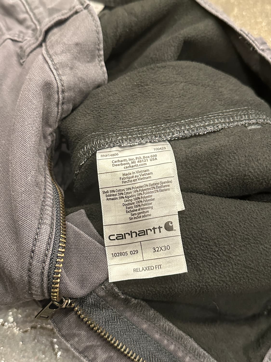 칼하트 워크팬츠 릴랙스핏 차콜 32 상품이미지6