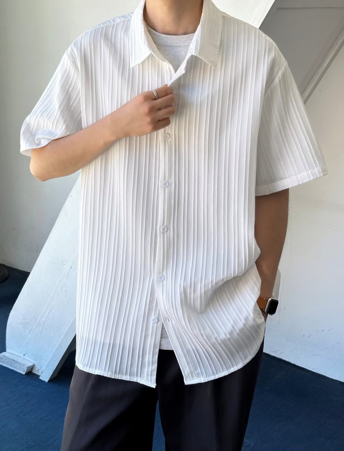 Pleats design high count poly shirt 상품이미지10