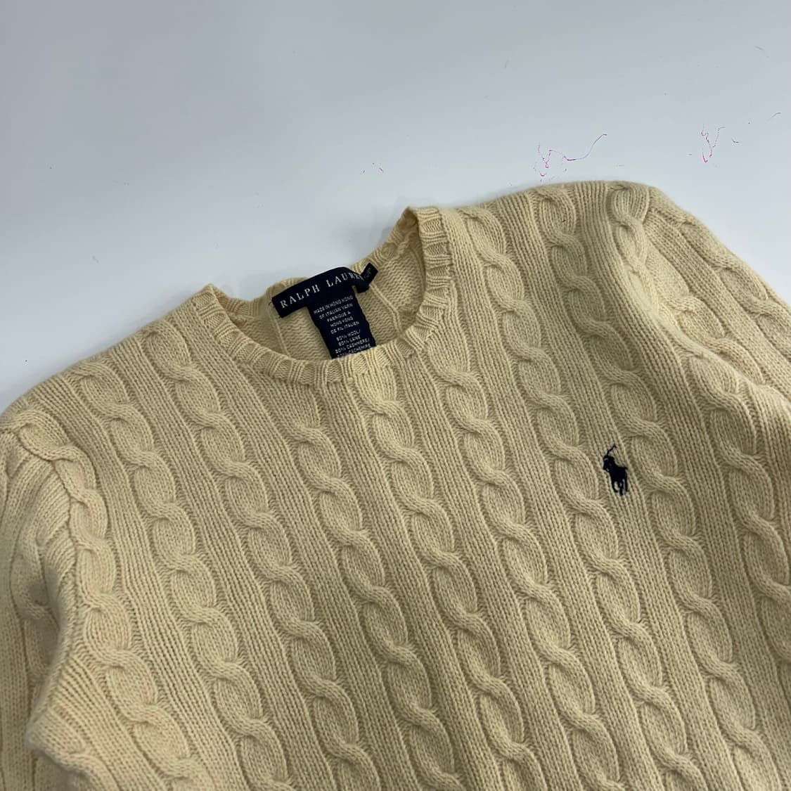 Polo 폴로 네이비 포니 베이지 케이블 니트 상품이미지4