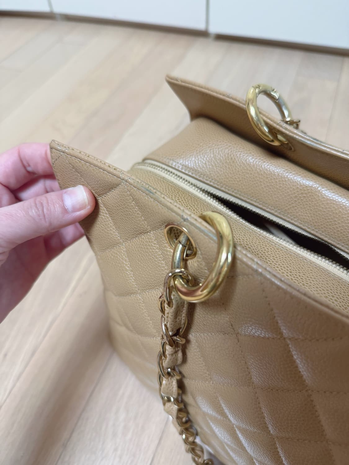 샤넬 캐비어 정방백 베이지 상품이미지8