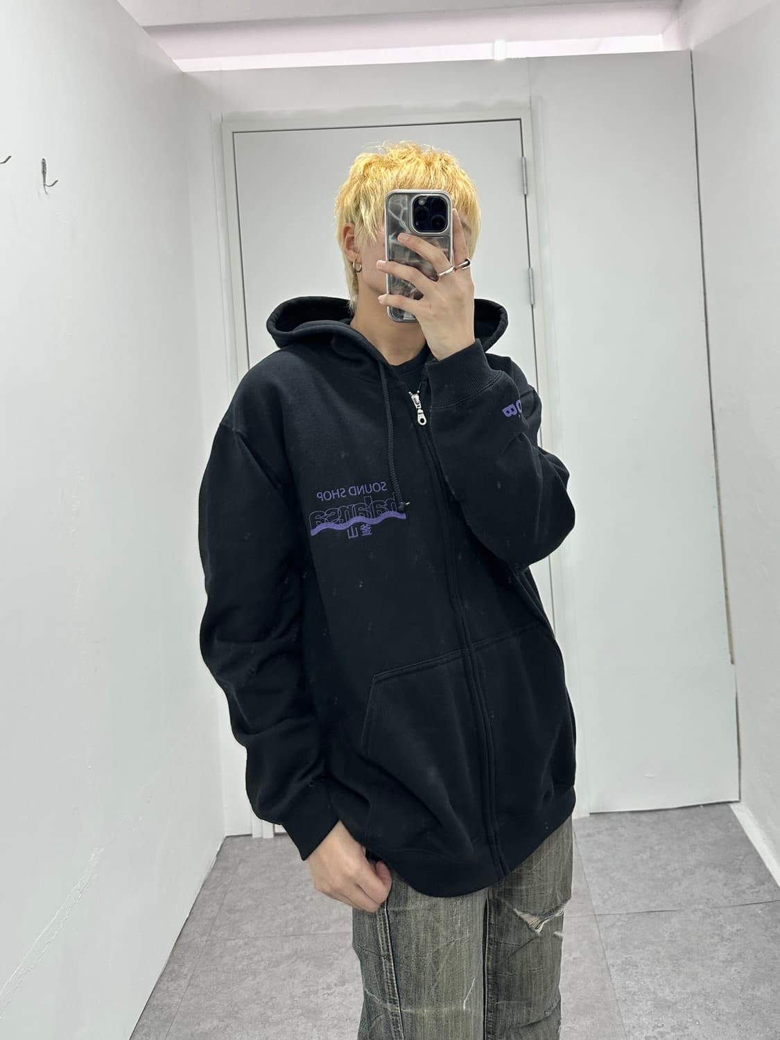 BALANSA sound shop black purple hoodie  상품이미지9