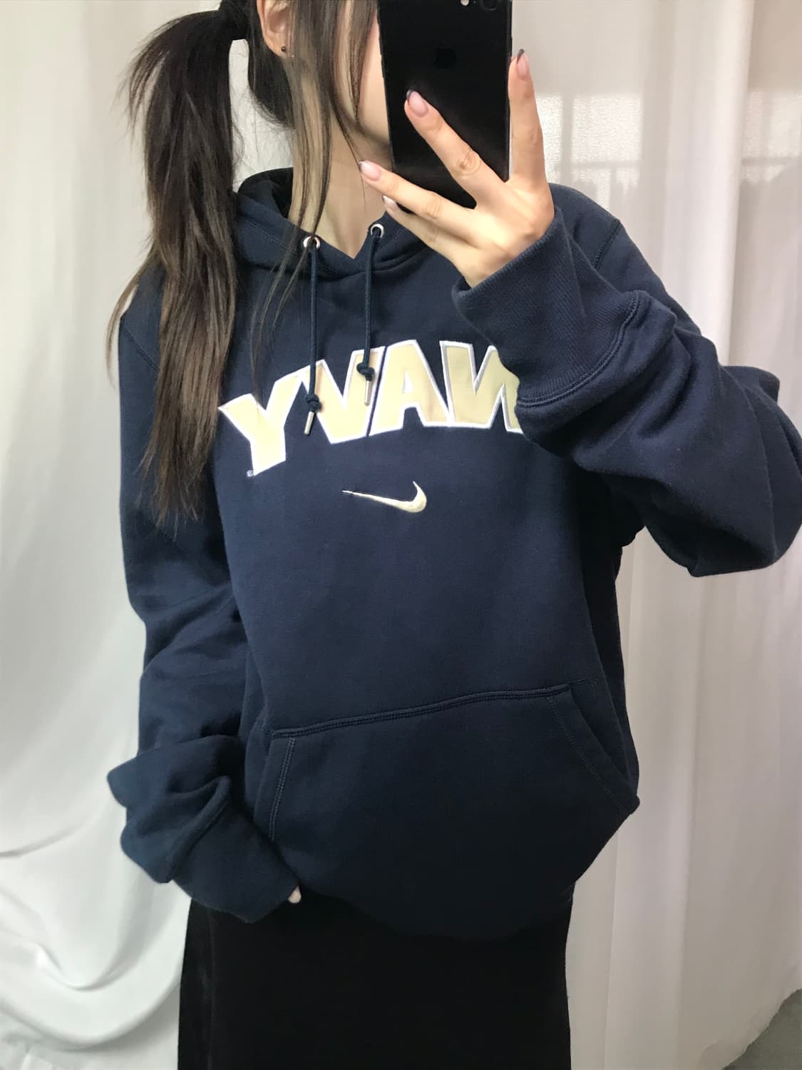 Nike 나이키 NAVY 스우시 네이비 후드티 상품이미지3
