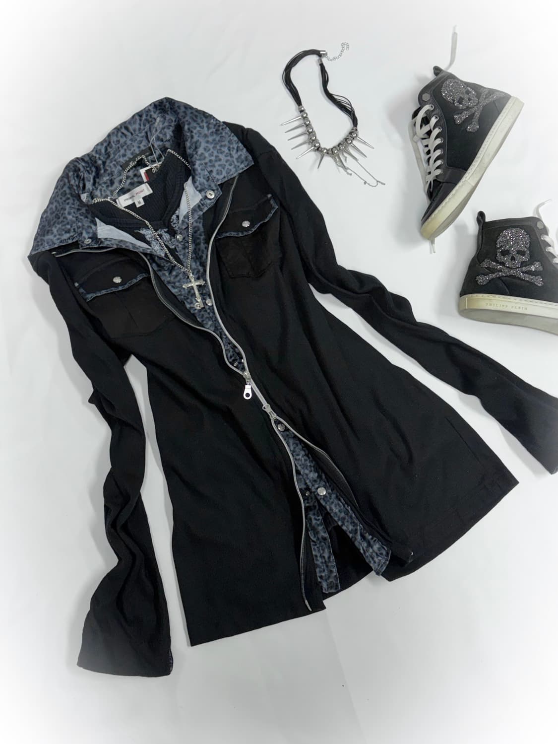 블루그레이 호피 갸루펑크 3pcs 세트🏴‍☠️🏴‍☠️🏴‍☠️ 상품이미지3