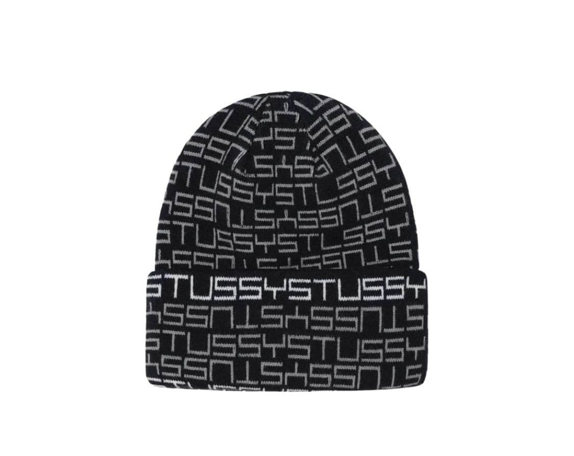 스투시 자카드 커프 비니 블랙 상품이미지1