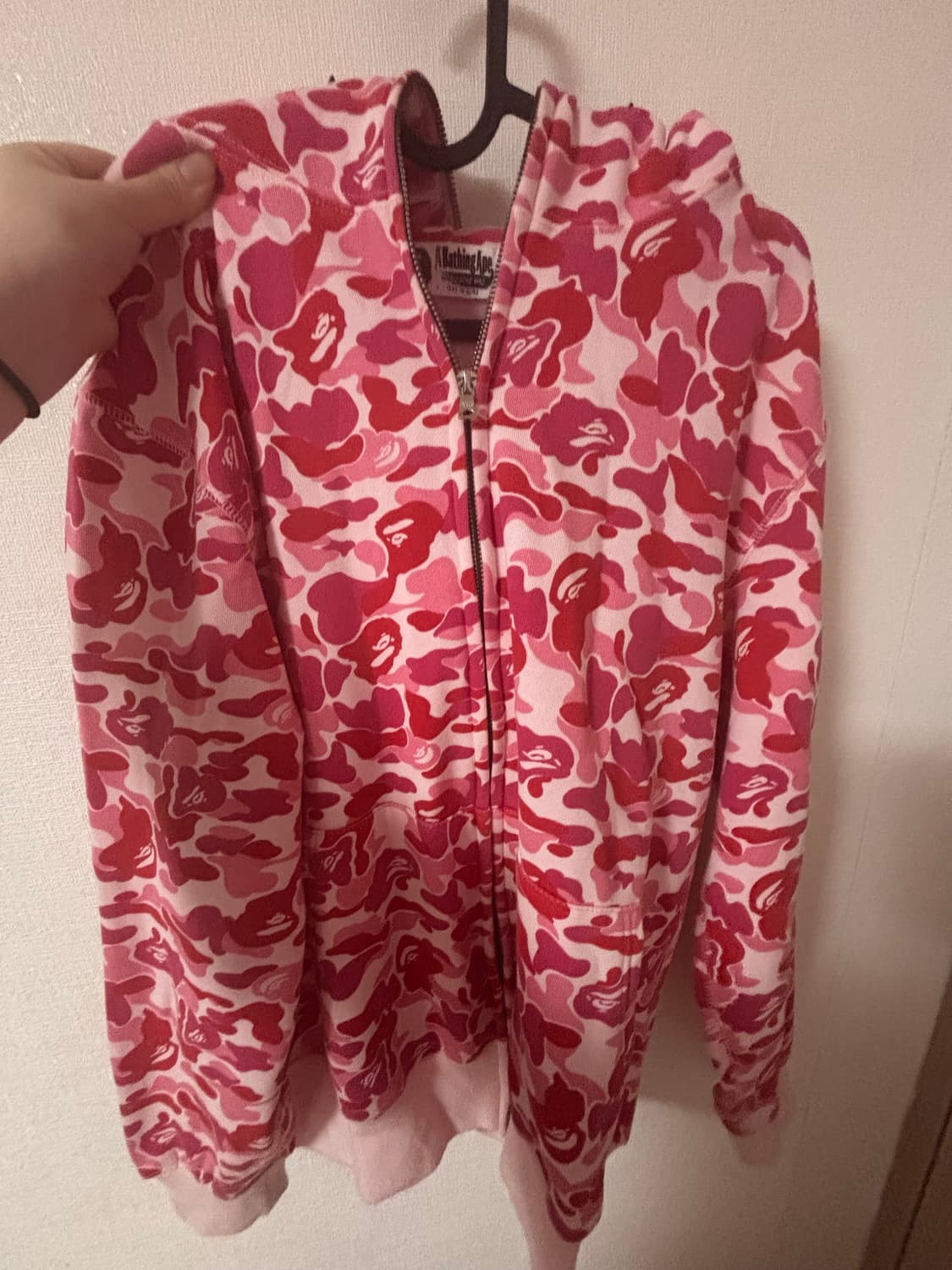 베이프 ABC 카모 후드 WGM 풀 집업 핑크 M 상품이미지2