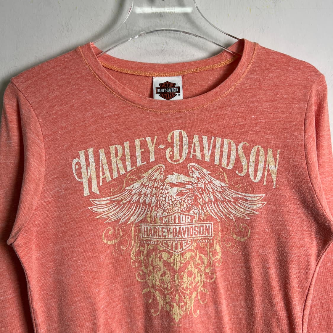 할리데이비슨 빈티지 핑크 긴팔 티셔츠 M 상품이미지4