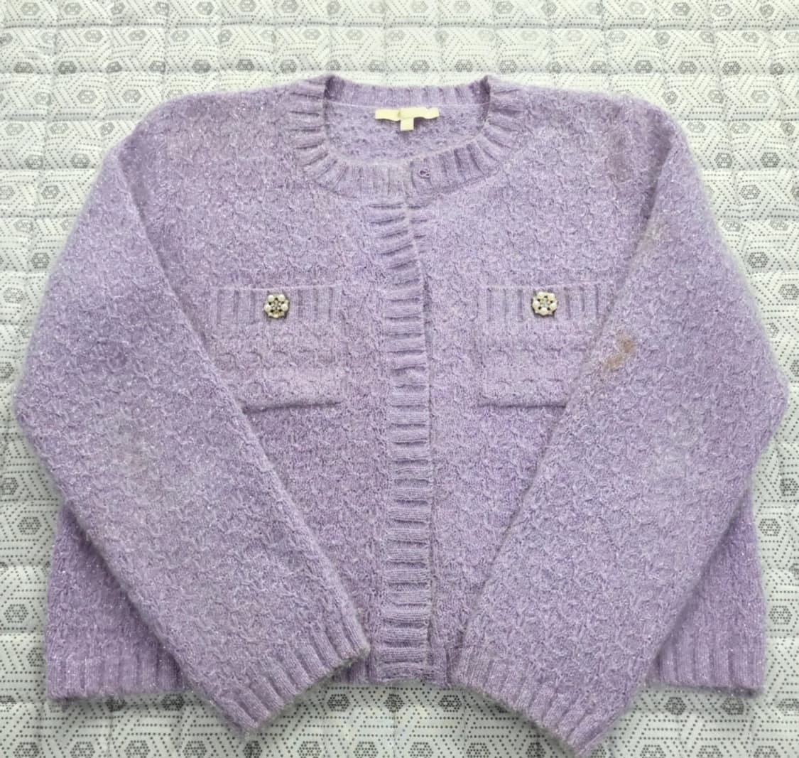 마쥬 보석 단추 가디건 퍼플 ~55 상품이미지2