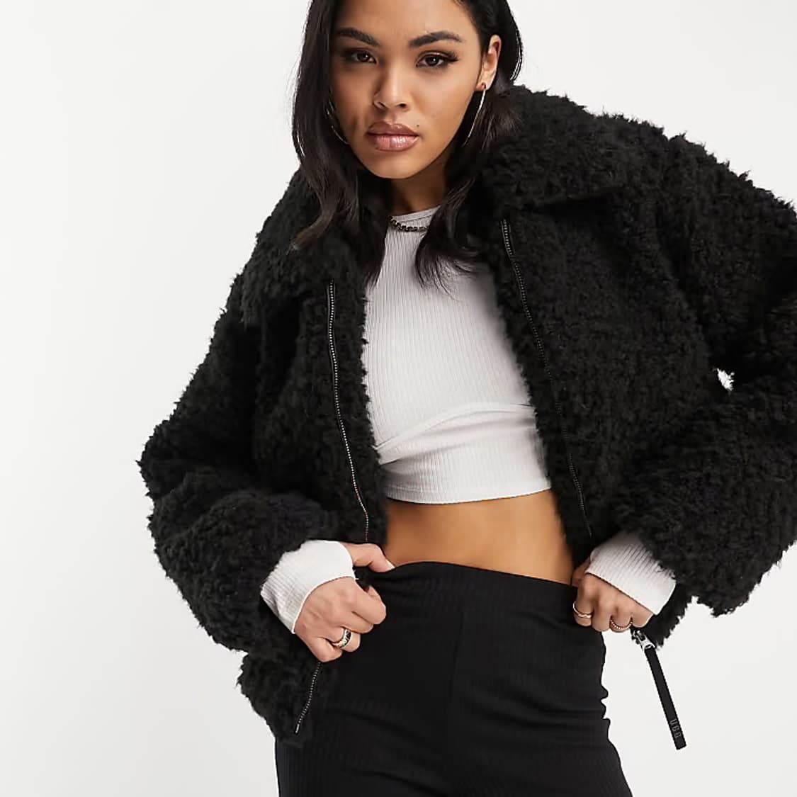 어그 정품 ugg 숏 셸파 집업 블랙 뽀글이 후리스 m 상품이미지4