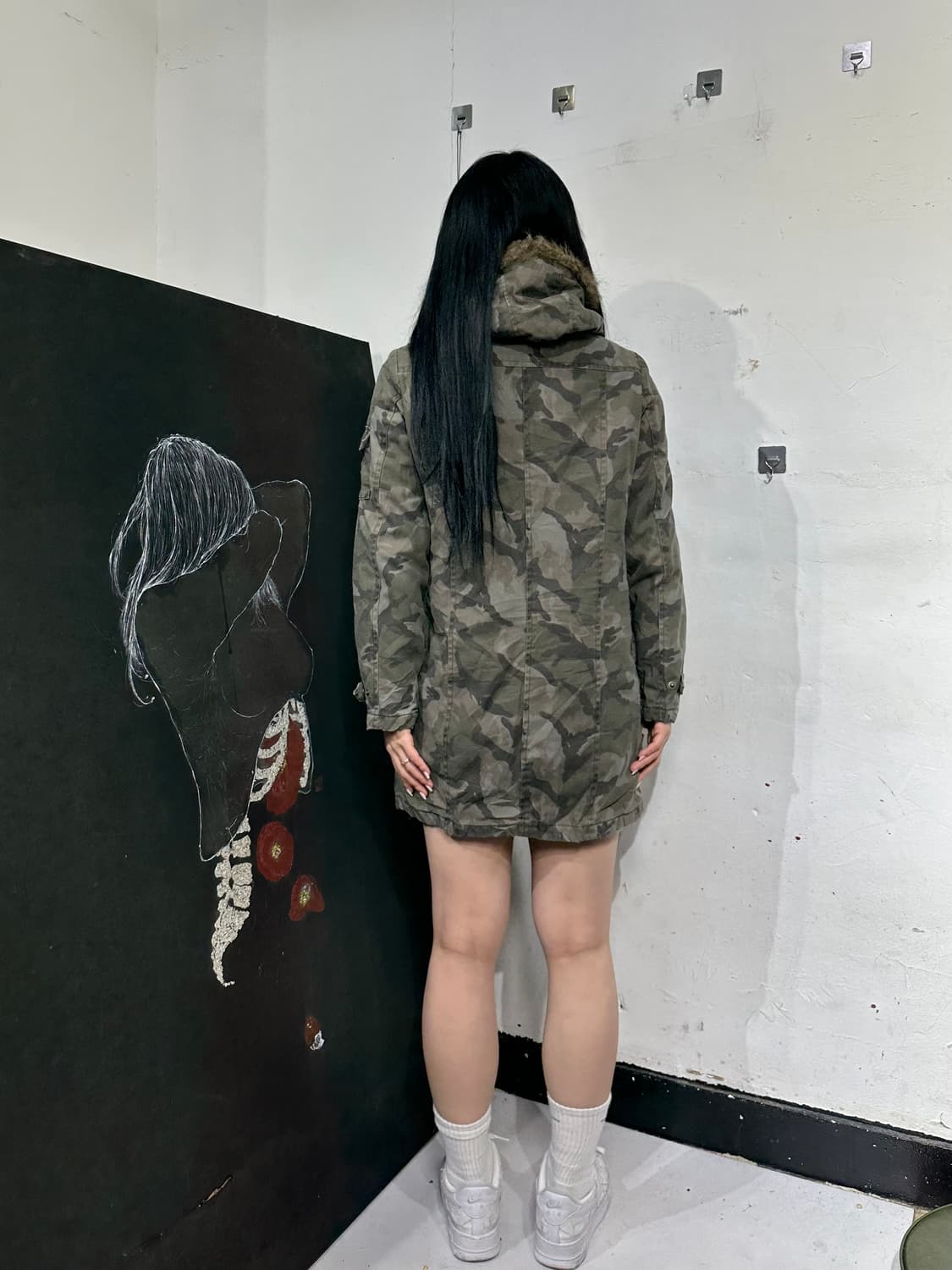 Jpn 일본빈티지 크레이지엔젤 토클 포인트 카모 롱자켓 야상 상품이미지4