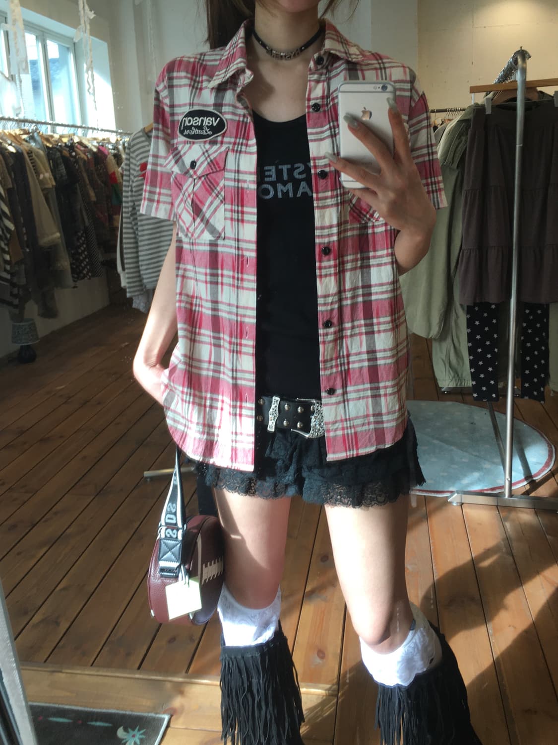 밴슨 핑크 스컬 반팔셔츠 상품이미지6