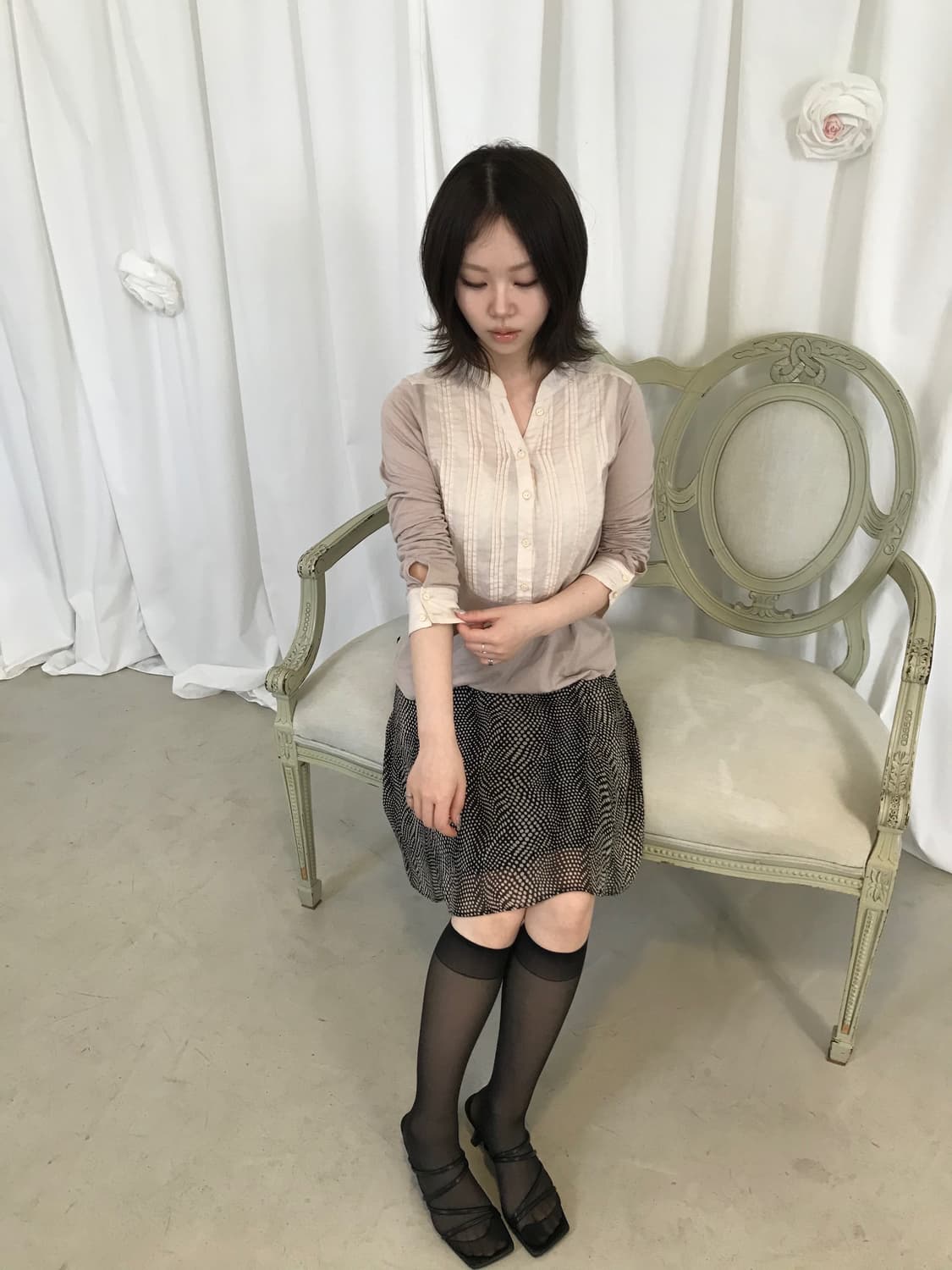 Michel Klein 도트 미디 스커트 상품이미지2