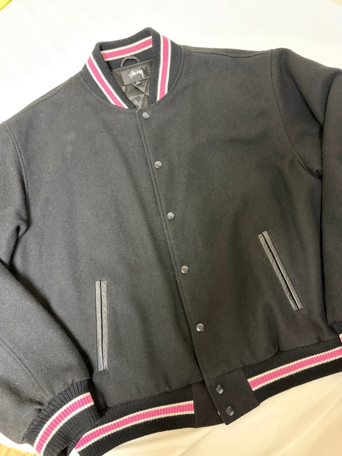 스투시 S 토크 멜튼 바시티 자켓 블랙 xl 상품이미지4