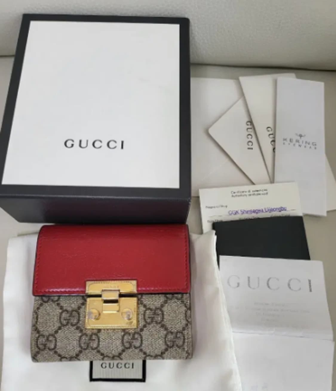 [정품,풀구성품] 구찌 GG 슈프림 패드락 투톤 반지갑 상품이미지2