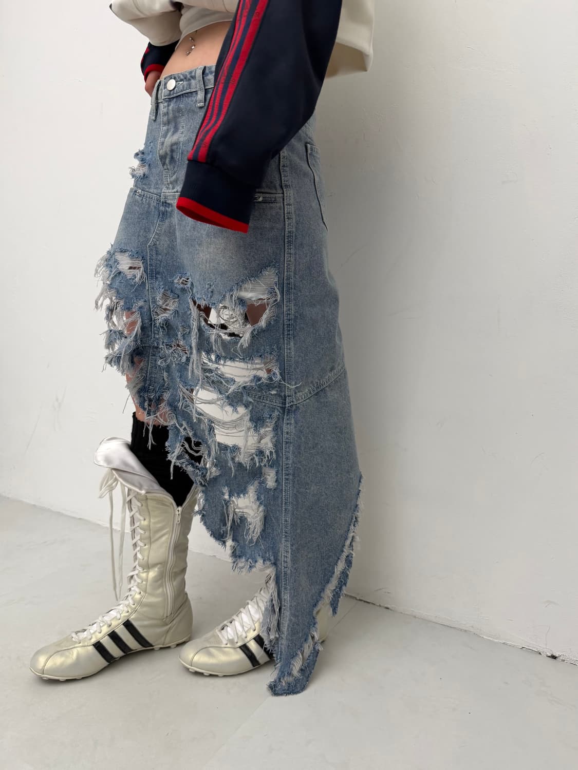 디스트레스 언발 청스커트  상품이미지1