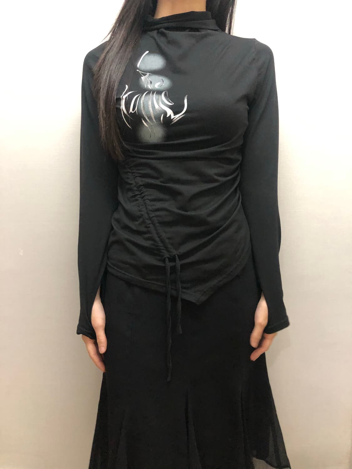 빈티지 블랙 오리엔탈 셔링 탑 상품이미지5