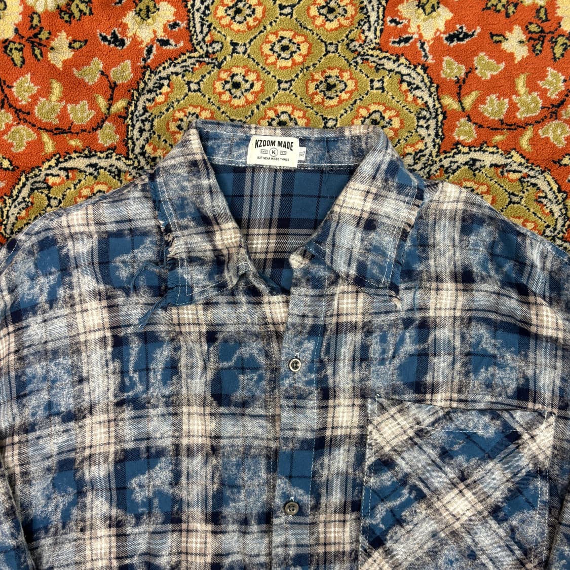 [XL] Kjomm made 블루 빈티지 체크 셔츠 상품이미지3