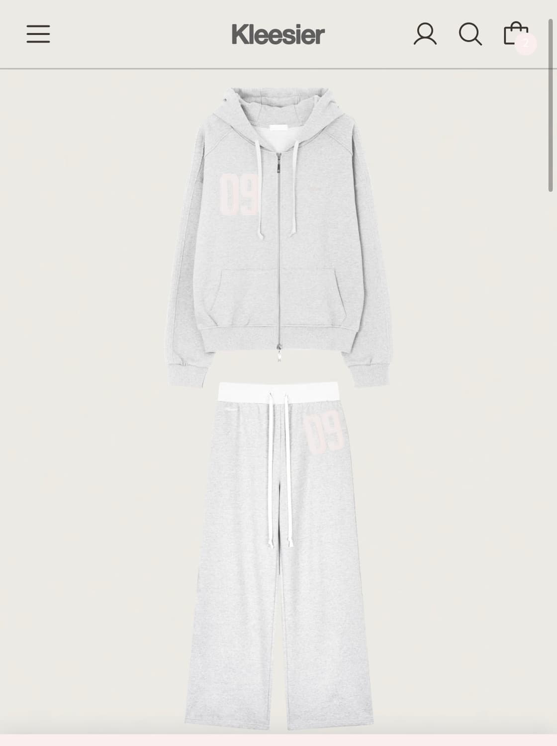 클리시어 09 후드 + 바지 셋업 멜란지 상품이미지1