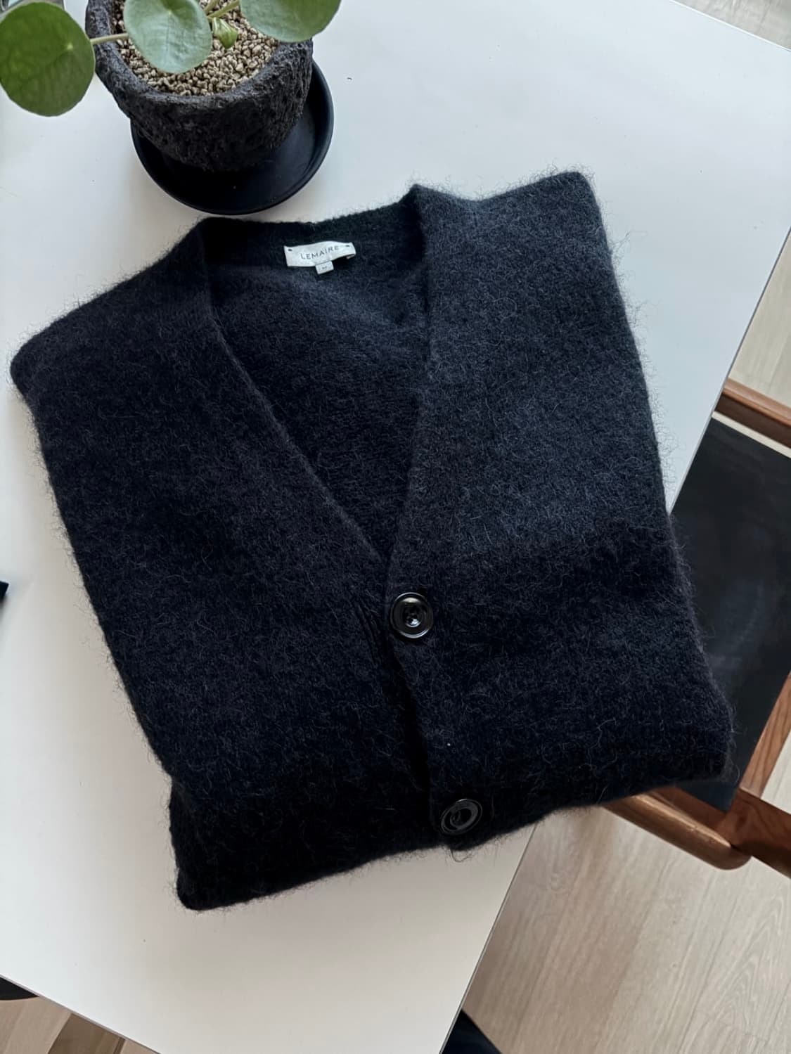 LEMAIRE 20FW 오버사이즈드 모헤어 알파카 가디건 블랙 M 상품이미지3