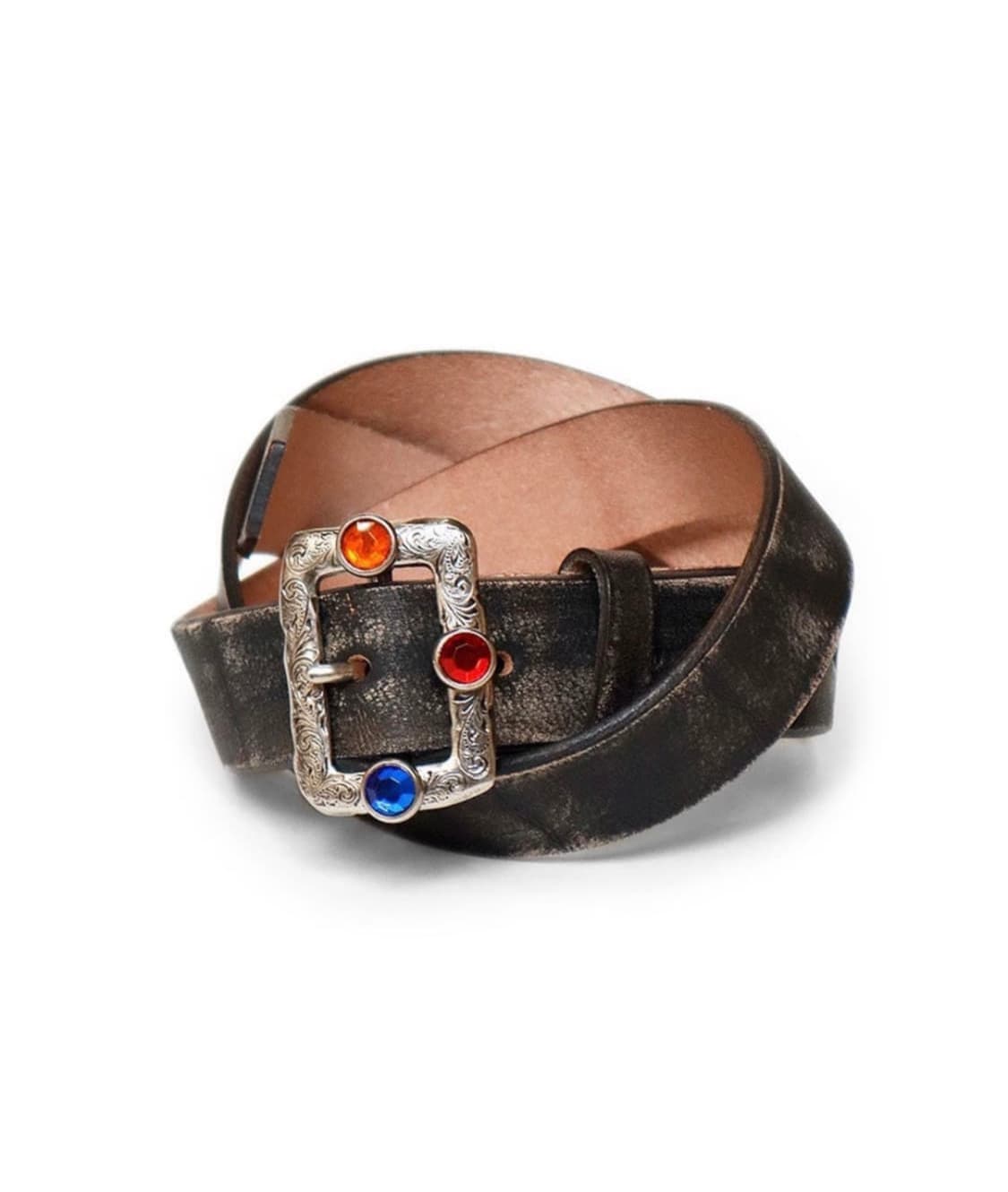 🔥금일할인🔥캐피탈 오일 레더 스터드 디스코 버클 벨트 브라운 상품이미지4