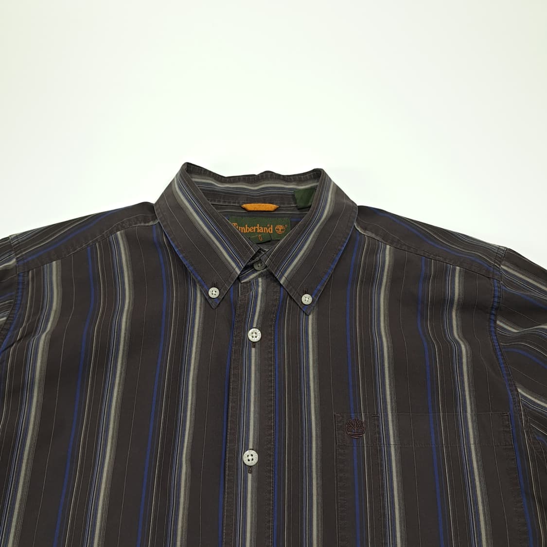 CL494 L 팀버랜드 90s 터키판 코튼 스트라이프 브라운 셔츠 남방 상품이미지2