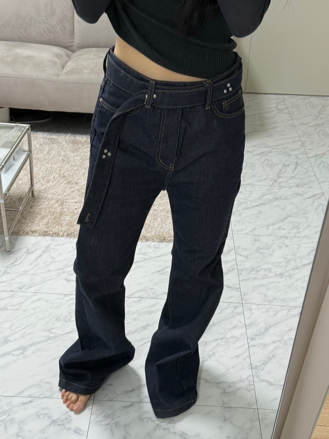 오픈와이와이 BELTED LOOSE BOOTCUT JEAN  상품이미지5